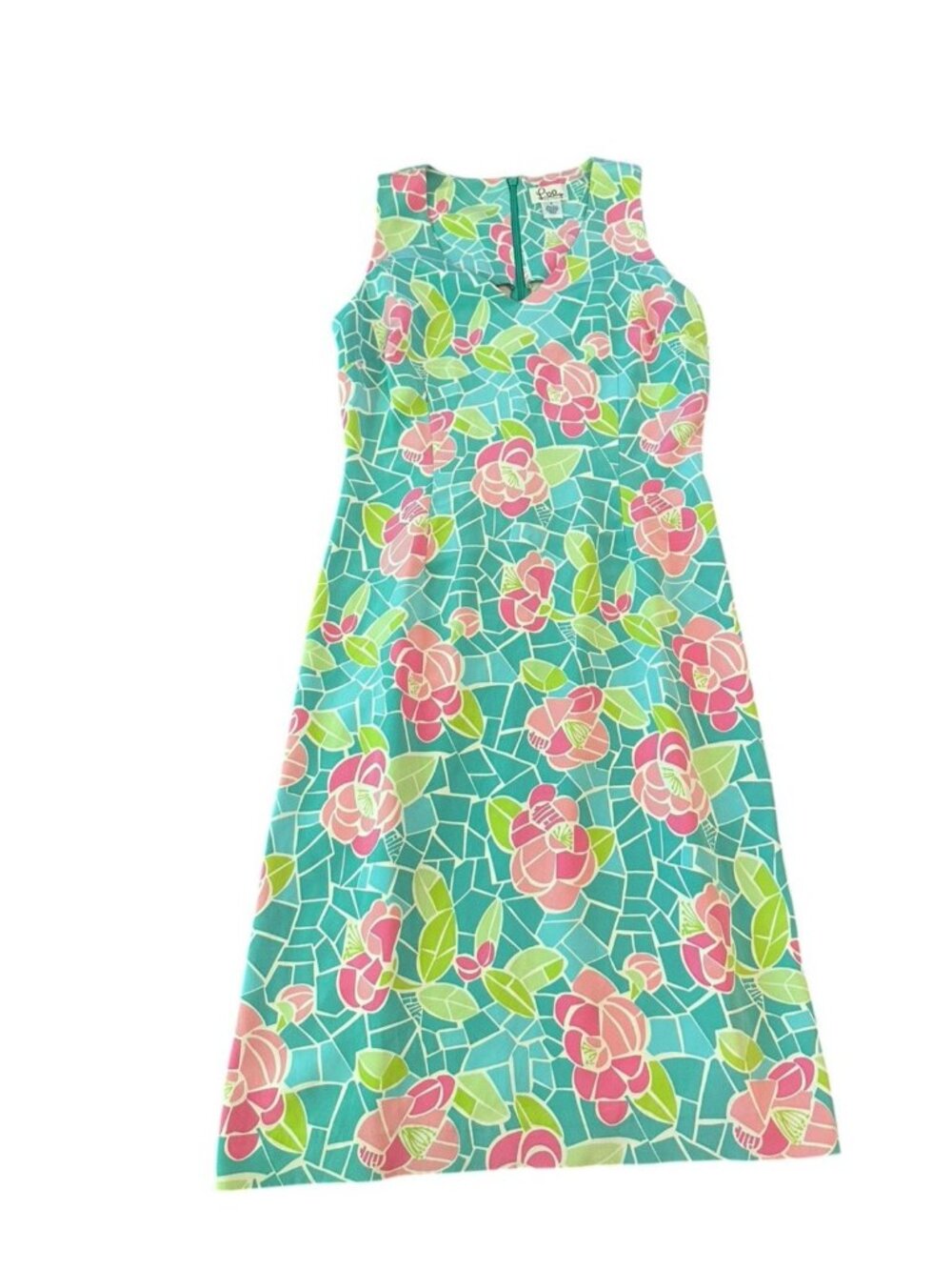 Lilly Pulitzer Shift Dress 6 Garden Mosaic Pink Green Floral Sleeveless Silk